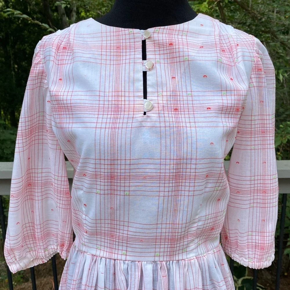 Vintage 60s does 50s Plaid Fit and Flare Cotton Day Dress - Picture 6 of 13